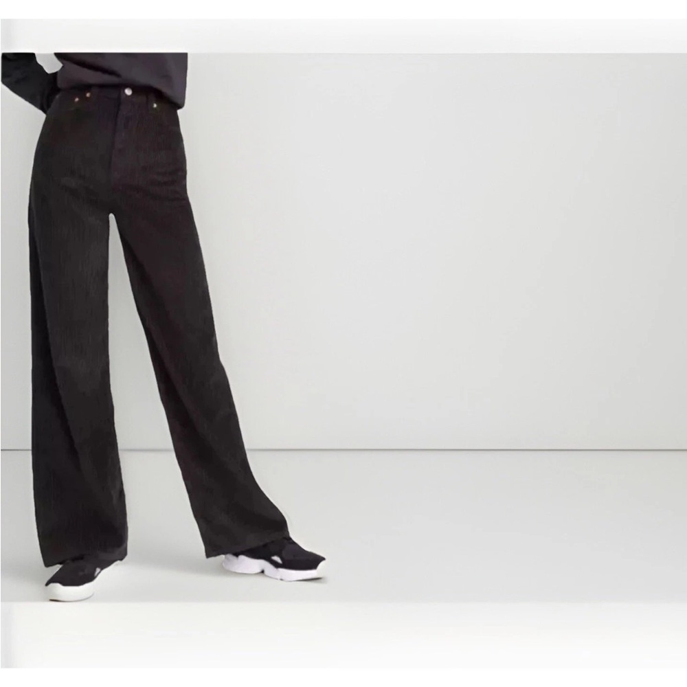 Levi's Black Rib Cage Wide-Leg Flare Curduroy High-Waisted